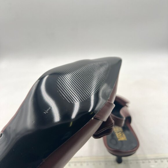 miss left Brown Pointy Toe Bows Pumps Slip On Kitten Heel Slingback Sandals - Picture 6 of 8